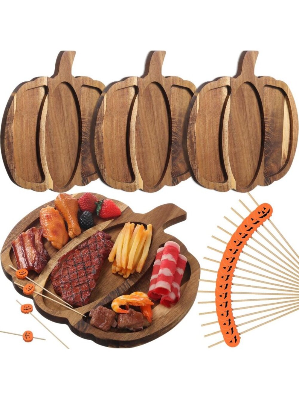 4 Pack Fall Pumpkin Charcuterie Boards - 11.4'' Cutting Boards for Entertaining